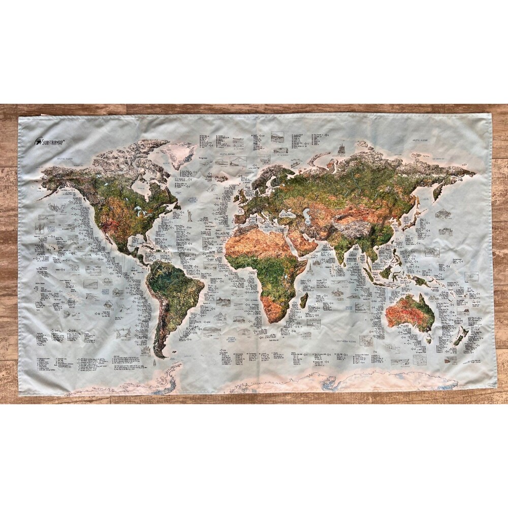 Awesome Maps World Surf Map Surfing Sites Around the World Wall Tapestry